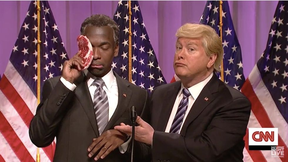 SNL' Finds Unexpected Use for Trump Steak in Ben Carson Endorsement Sketch.