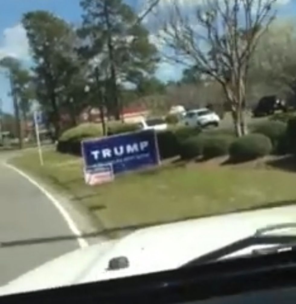I Did What I Felt Was Morally Right': Driver Gets Kudos After Videotaping Himself Mowing Down Trump Campaign Sign. But Cops Catch Viral Clip as Well.
