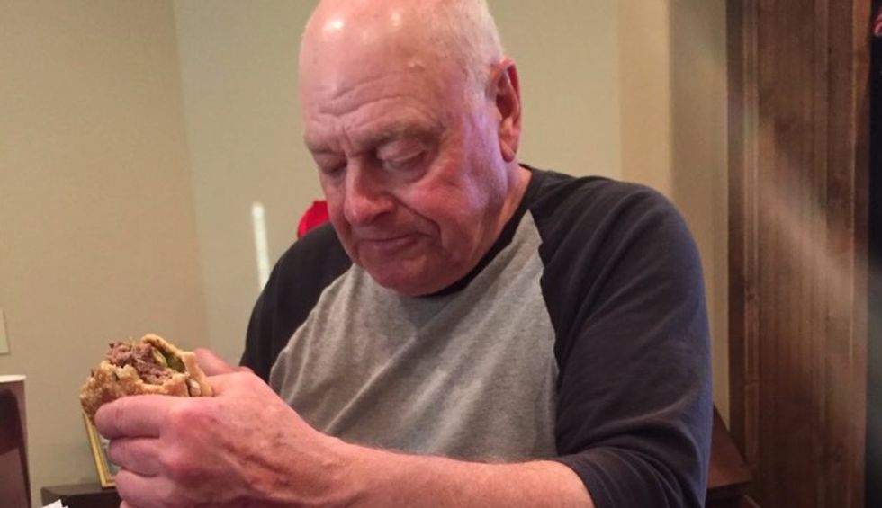 Why This Photo of a Grandfather Eating a Burger Was Retweeted More Than 100,000 Times in 24 Hours