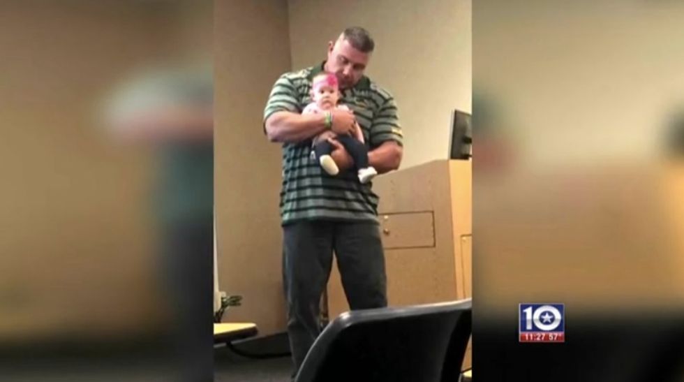Watch: Professor Holds Former Marine's Fussy Baby During Class