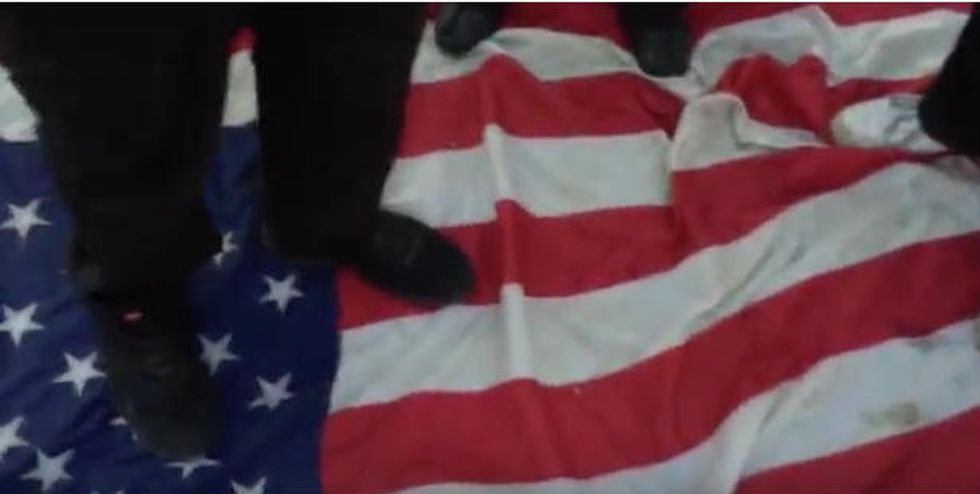 ‘I Want That…Flag Off the Ground’: Tensions Nearly Boil Over When Man Tries to Stop Desecration of American Flag at Anti-Trump Rally
