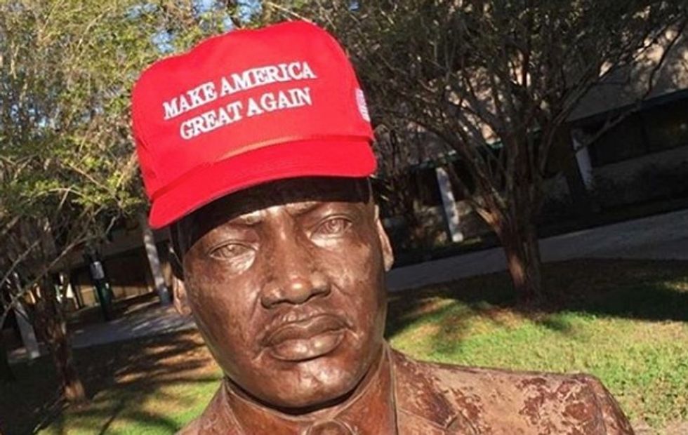 Somebody Gave This Martin Luther King Jr. Statue a Political Makeover — and Many People Are Not Happy