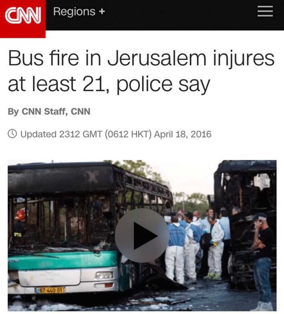 CNN Accused of Calling Attack in Jerusalem a 'Bus Fire' After Officials Say They Confirmed It Was an Attack