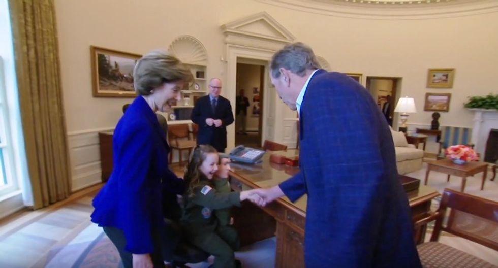 See the Moment George W. Bush Surprises 6-Year-Old History Buff at Dallas Presidential Library