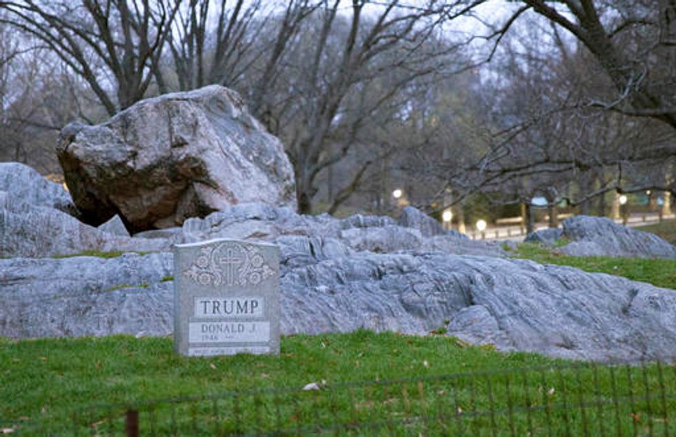 Artist Behind Trump Gravestone in Central Park Comes Forward — and He's Not All That Sorry