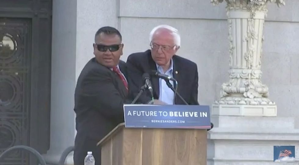Video: Animal Rights Activists Jump Barricades and Try to Rush Podium at Sanders Rally in Oakland