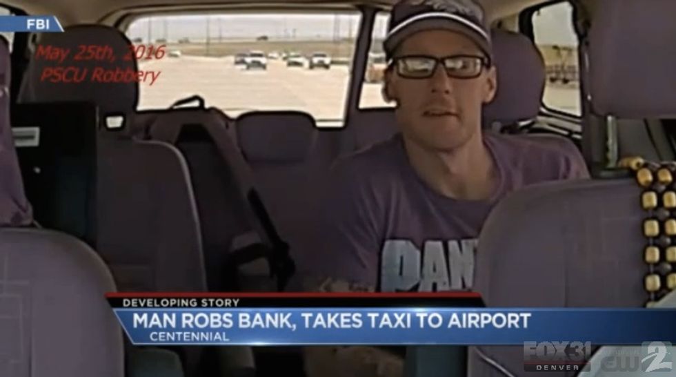 Dashcam Footage Shows Suspected Robber Who Hired Taxi Driver to Take Him to Bank, Airport