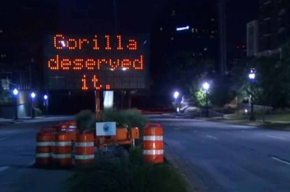 'Gorilla Deserved It': Electronic Road Signs in Dallas Altered — Again