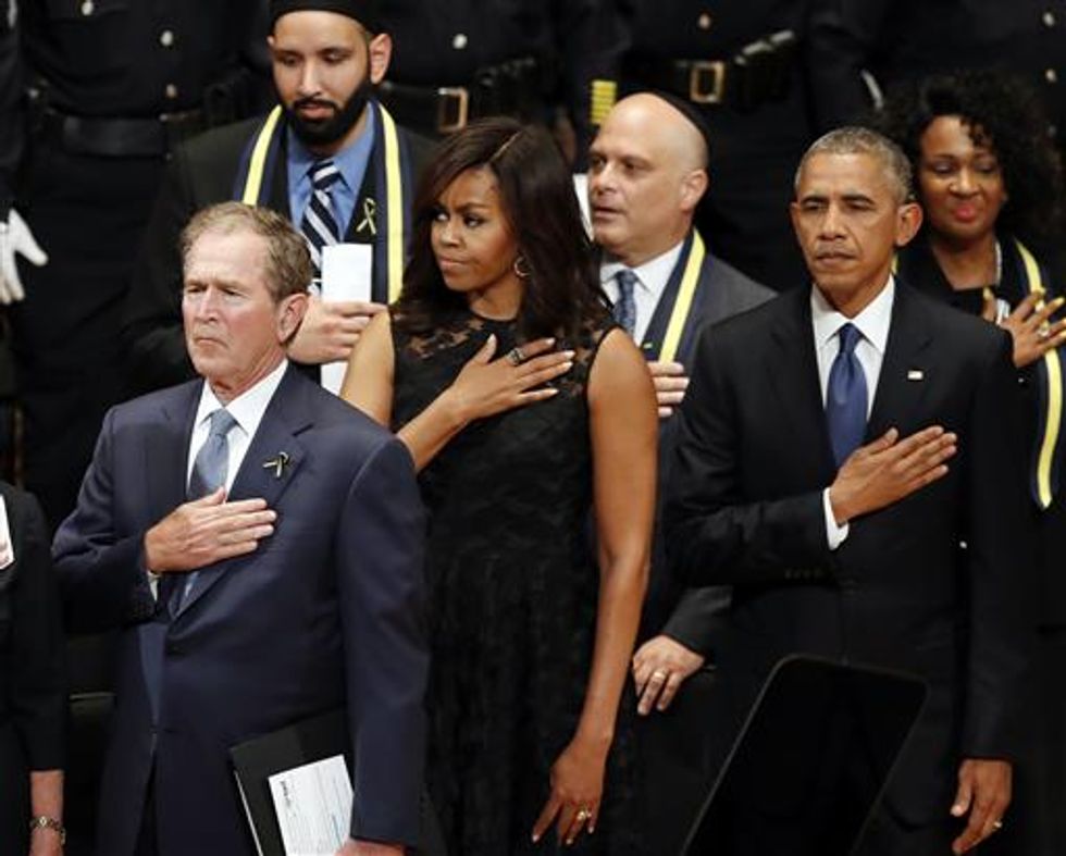 Obama, George W. Bush Come Together in Dallas to Honor Five Officers Killed for Revenge