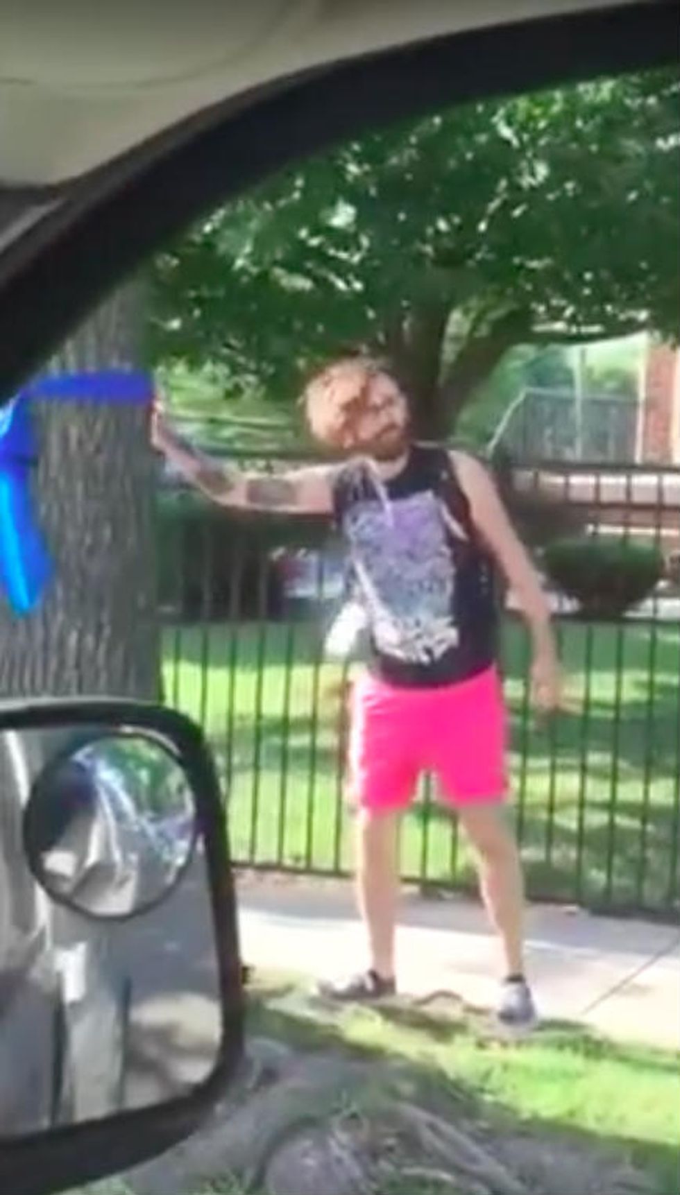 Man Caught on Camera Ripping Down Blue Ribbons Supporting Police in Name of ‘Black Lives’