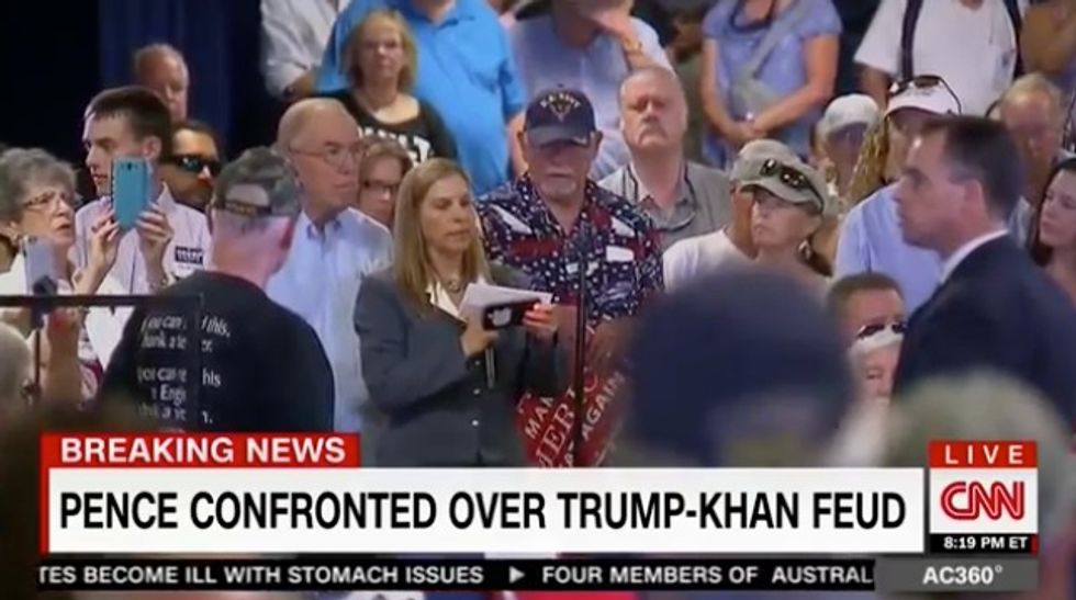 Trump Crowd at Pence Rally Boos Mother of Air Force Serviceman for Asking About Khan Family