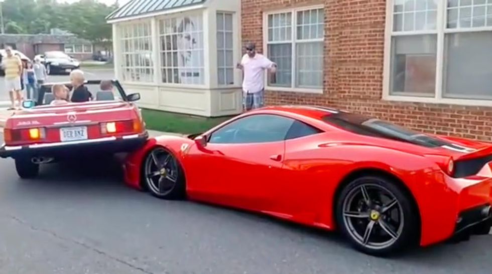 Mercedes Driver Trying to Parallel Park Next to $300K Ferrari Makes Costly Mistake