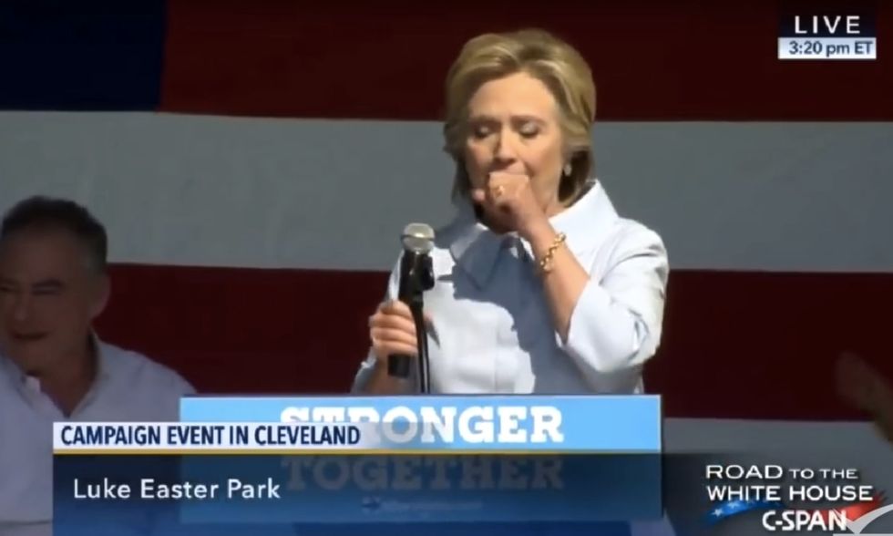 Clinton Suffers Another Coughing Episode During Speech — and Shares Crowd-Pleasing Diagnosis