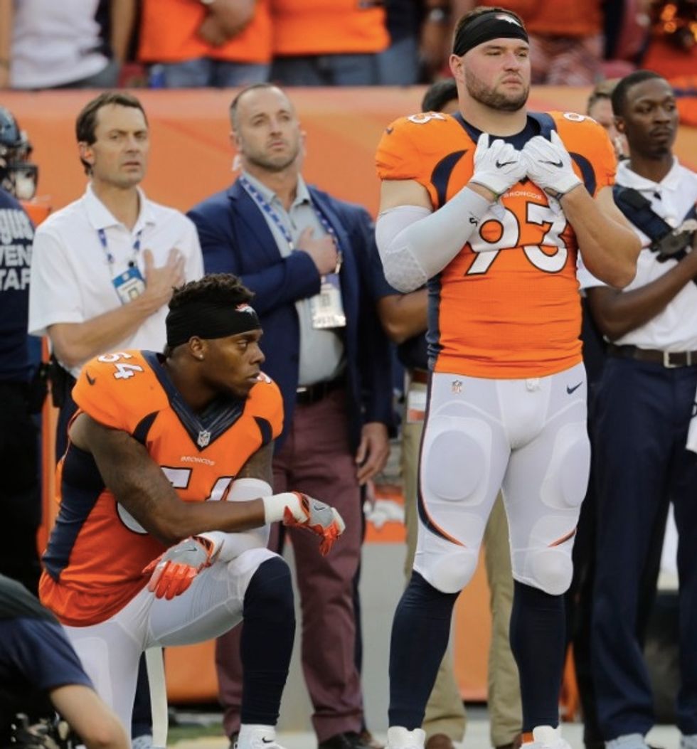 I'm Not Against America': Denver Broncos Linebacker Brandon Marshall Takes Knee During National Anthem