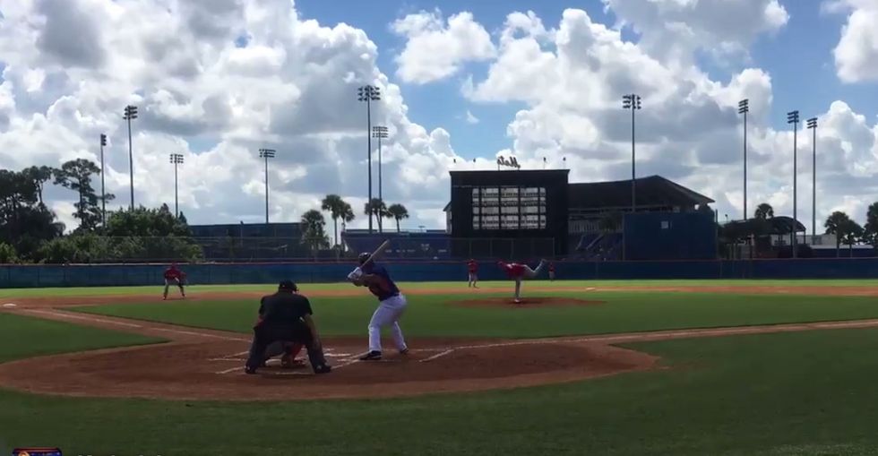 Check out what Tim Tebow does to first pitch in his first pro at-bat