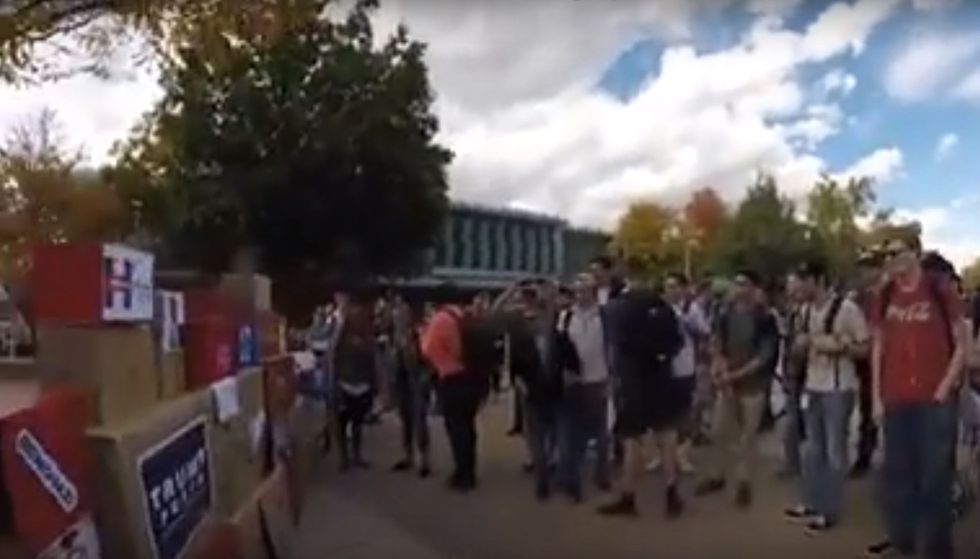 Liberal college students caught on camera toppling 'free-speech wall.' The reason? (Oh, come on, you already know.)