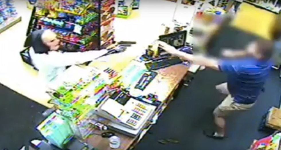 Masked gunman's bullet grazes store clerk's face in attempted robbery — but victim's aim is a whole lot better