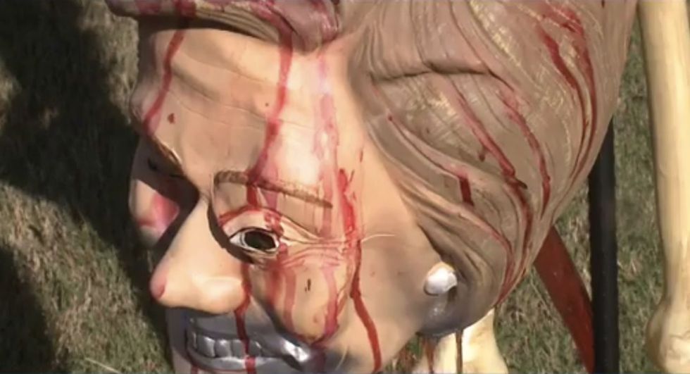 Gruesome Clinton Halloween display reportedly has folks losing their heads — but creator has a message for them