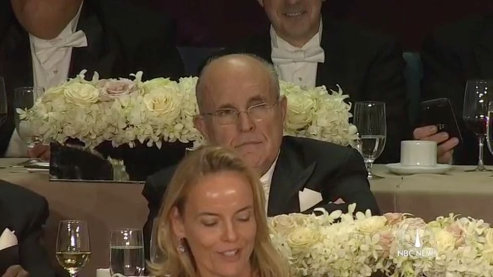 Rudy Giuliani did not have fun at the Al Smith charity dinner
