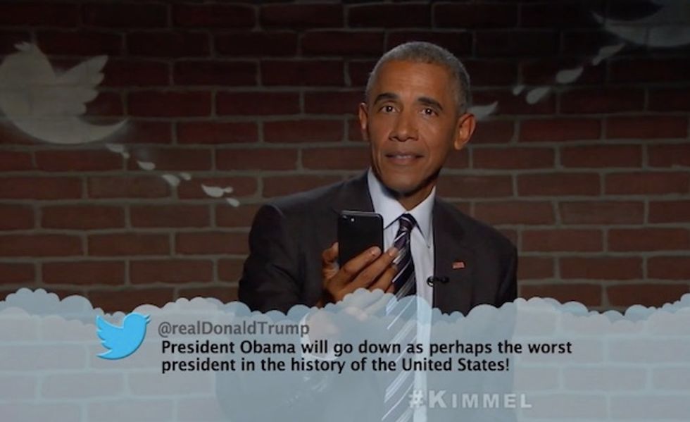 President Obama reads and responds to 'Mean Tweets'— including one from Donald Trump
