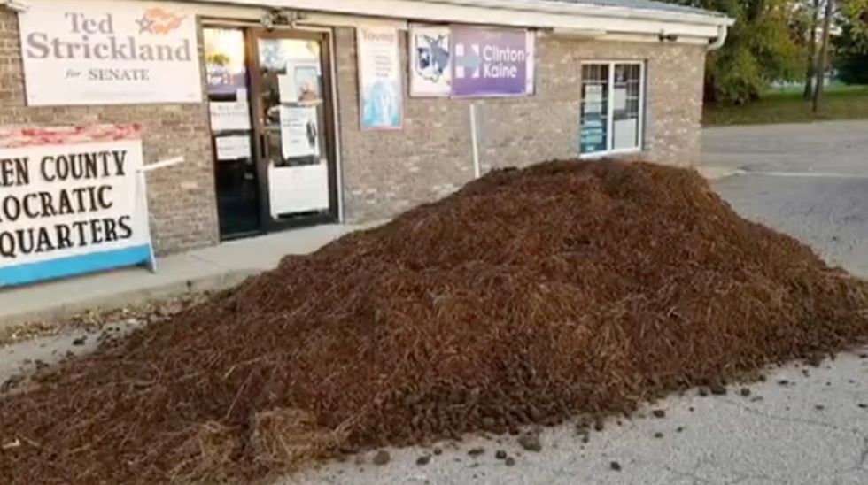 Truckload of manure dumped outside Democratic field office in Ohio