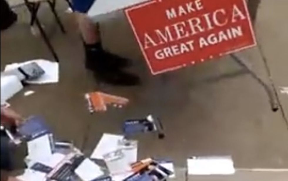 Trump campaign table on campus walkway is about all one triggered college student can stomach