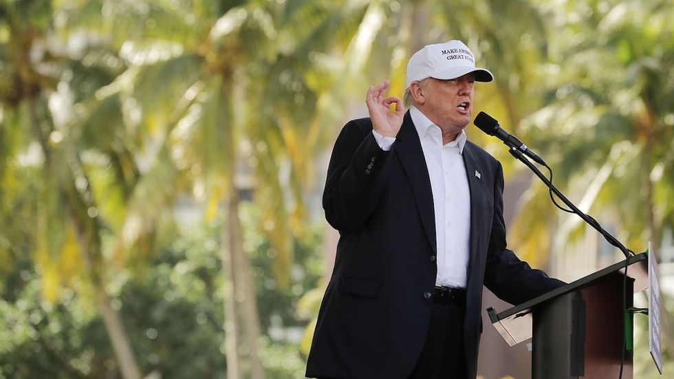 Trump coaches himself during a Florida rally: 'Stay on point, Donald