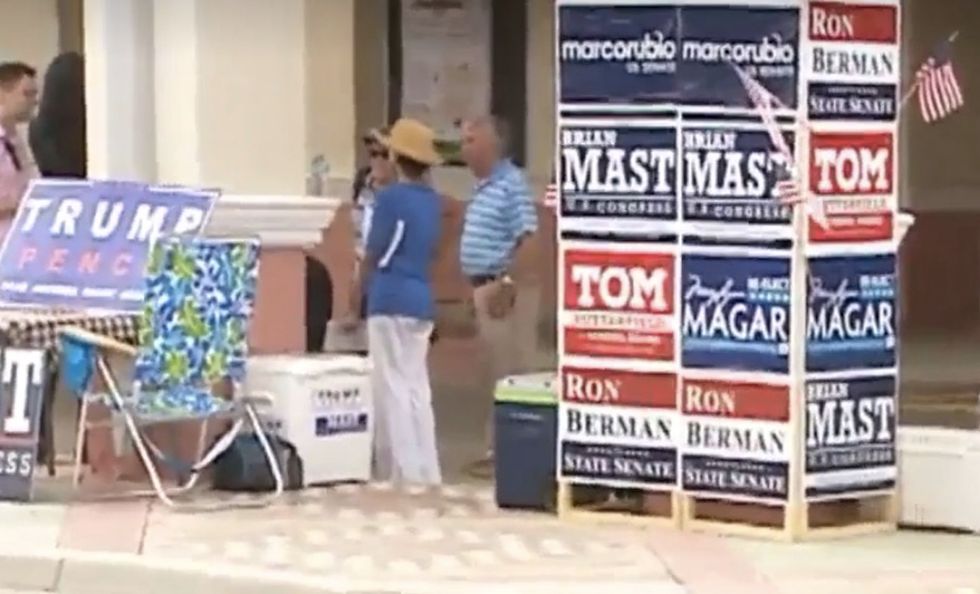 Female Trump backer thrown to ground after pepper-spraying man who got 'up in her face': Witnesses