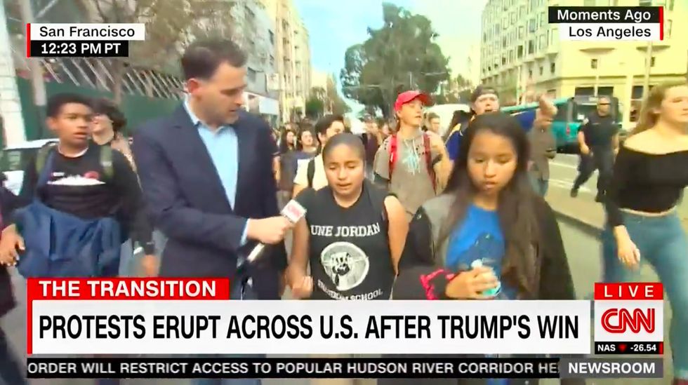 Watch: Students too young to vote skip school to protest Trump victory