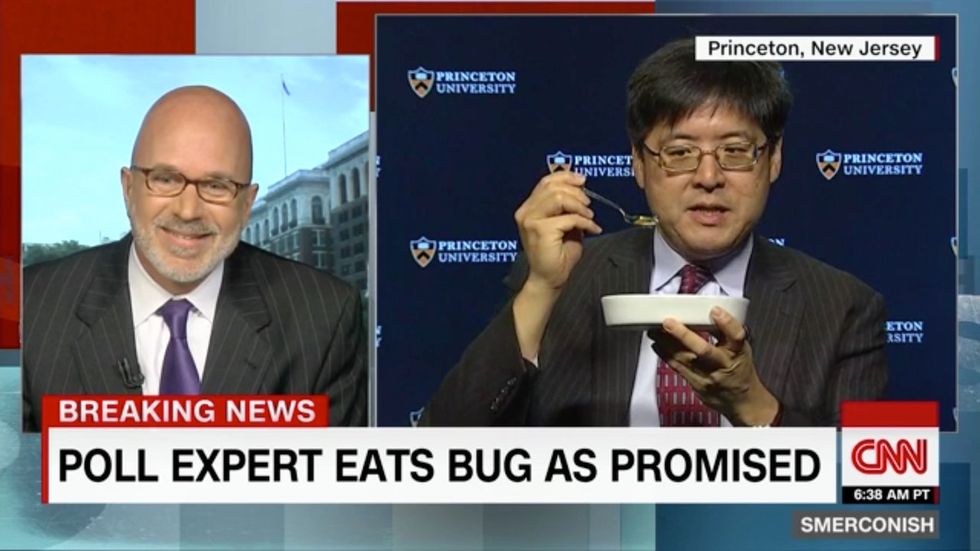 This pollster was wrong about Trump, so he ate a bug on live TV