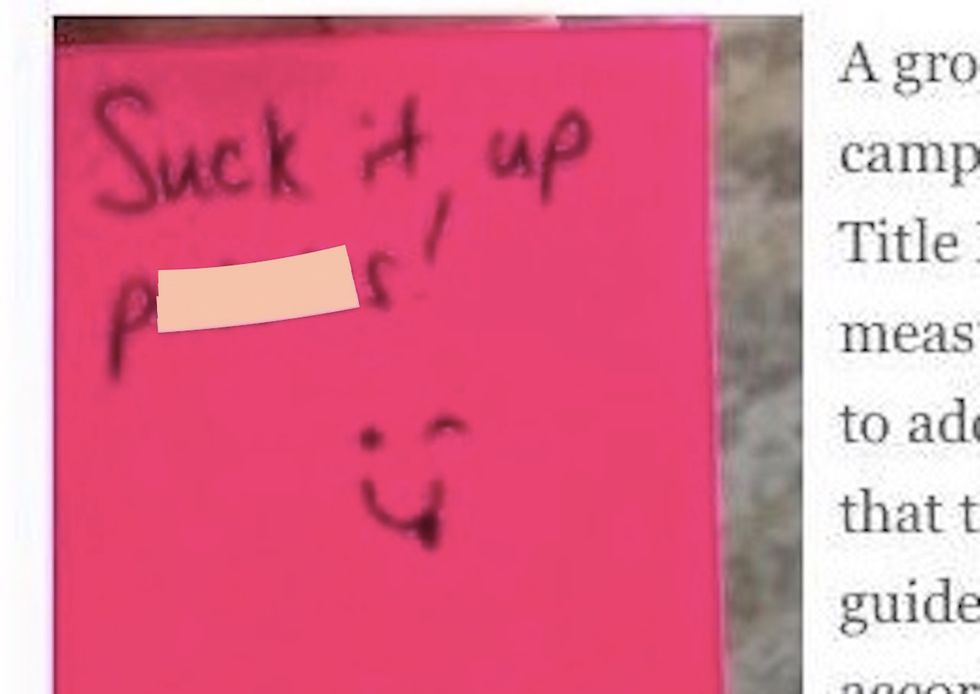 'Suck it up p***ies!' sticky note mocking anti-Trump students being investigated — as a hate crime