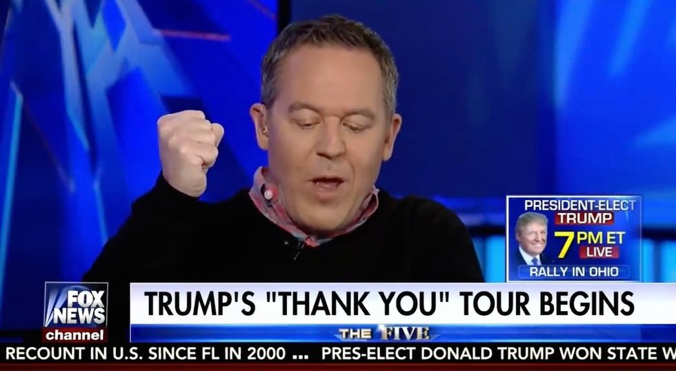 Greg Gutfeld blasts Fox News' coverage of the Trump victory tour