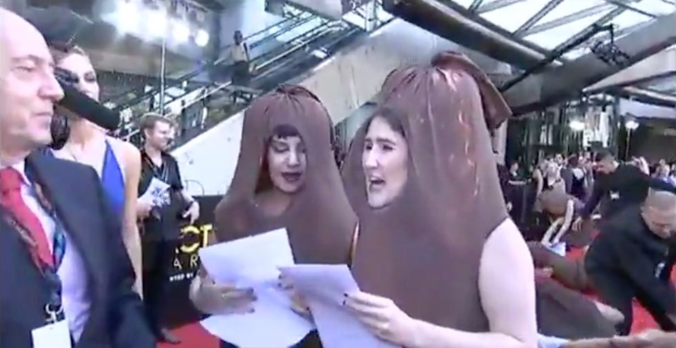 Protesters dressed as sausages storm Australian awards ceremony. Take a guess why.
