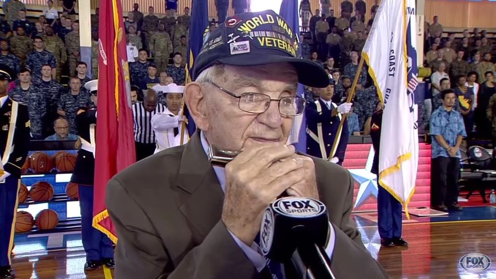 Watch: WWII veteran amazes Pearl Harbor crowd with stunning harmonic rendition of national anthem