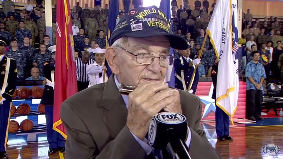Watch: WWII veteran amazes Pearl Harbor crowd with stunning harmonic rendition of national anthem
