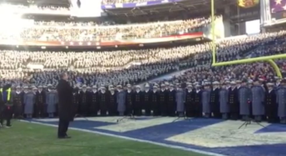 Watch: Army, Navy students come together to sing powerful rendition of the national anthem