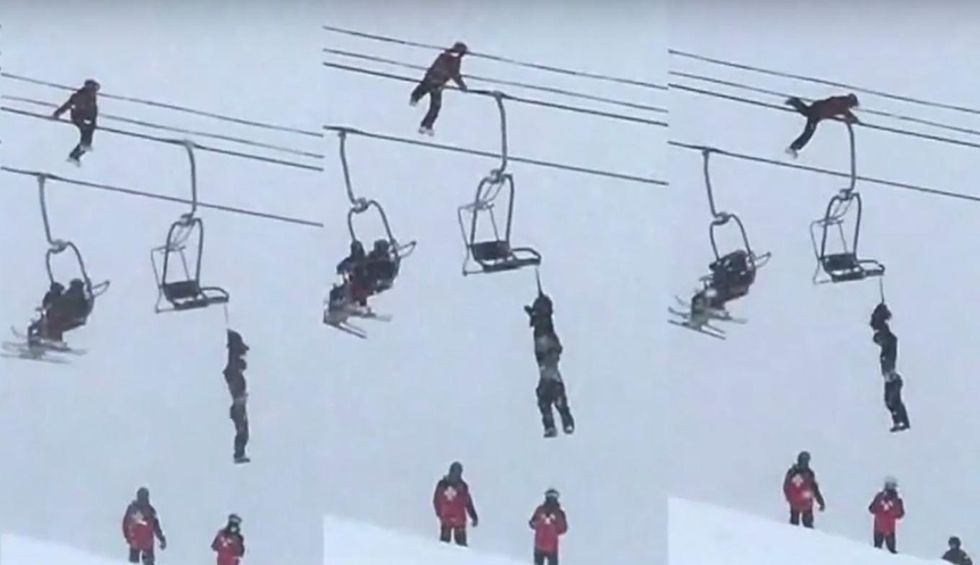 As unconscious skier hangs by neck from chairlift, one guy with the right stuff has 'eureka moment