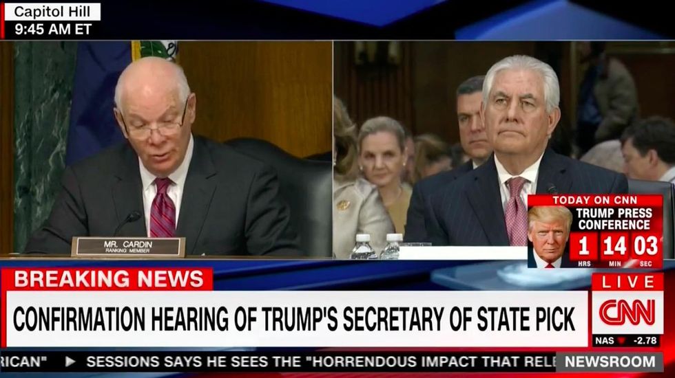 Democratic senator probes Tillerson’s ties to Putin in confirmation hearing