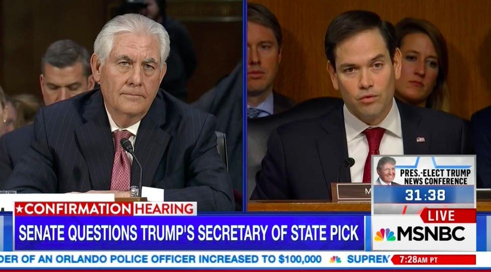 Visibly annoyed Rubio grills Tillerson on Putin's record, 'discouraged' by nominee's answers