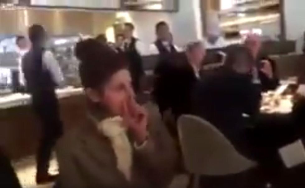 Obamacare diehards hold 'cough-in' protest at Trump restaurant — and conservative actor shreds them