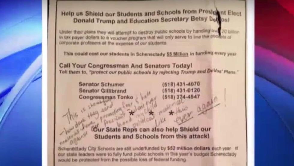 Anti-Trump flier given to elementary school students. District says it was an accident.