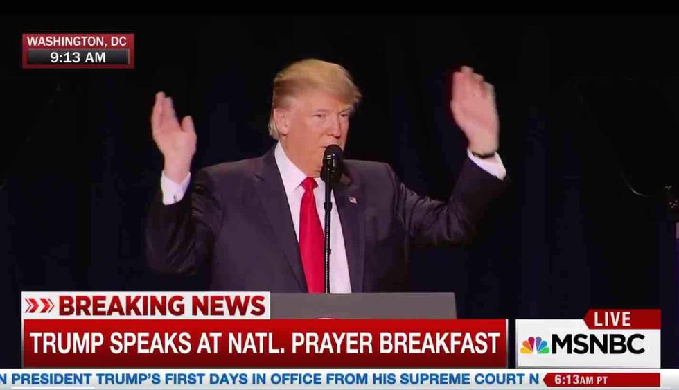 Nothing can change how Trump talks — not even the National Prayer Breakfast