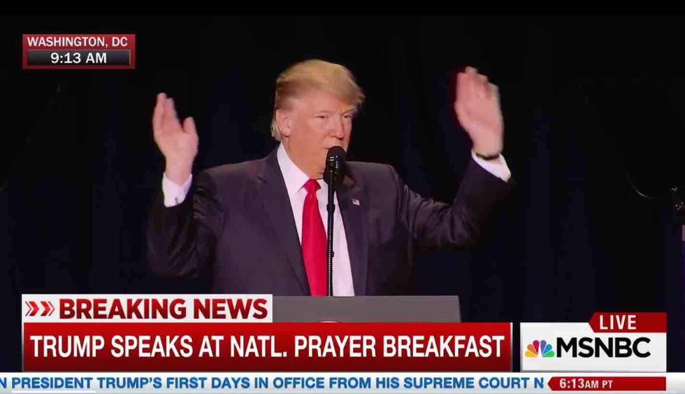 Nothing can change how Trump talks — not even the National Prayer Breakfast