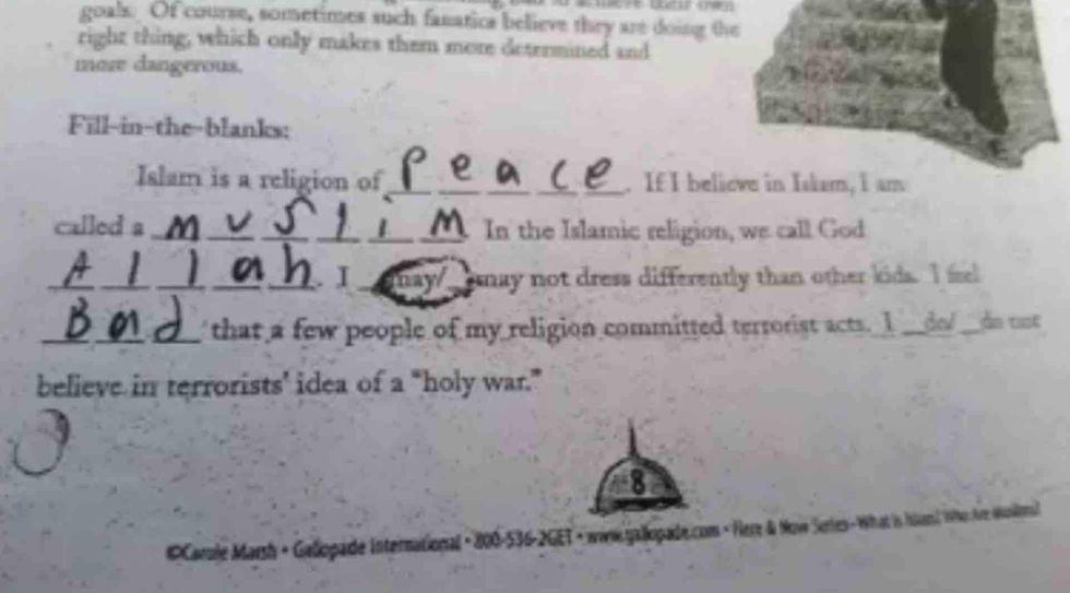 Parents livid over 6th grade 'Five Pillars of Islam' assignment