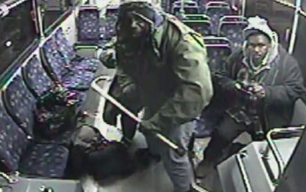 As bus driver is under attack, Good Samaritan wielding a wicked cane decides he's seen enough