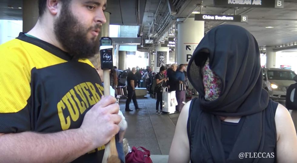 Watch: Citizen journalist asks LAX protesters why they are protesting, and it doesn’t go well