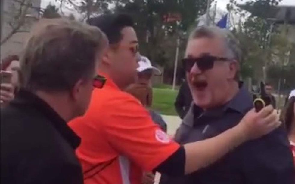College lecturer accused of shoving Republican students during campus protest