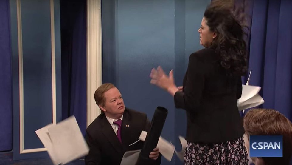 Watch: Melissa McCarthy brings the 'new spicey' and a leaf blower to Sean Spicer spoof on 'SNL
