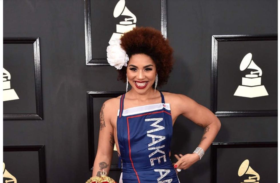 Black singer Joy Villa wears pro-Trump dress to Grammy Awards — and liberals lose their mind over it
