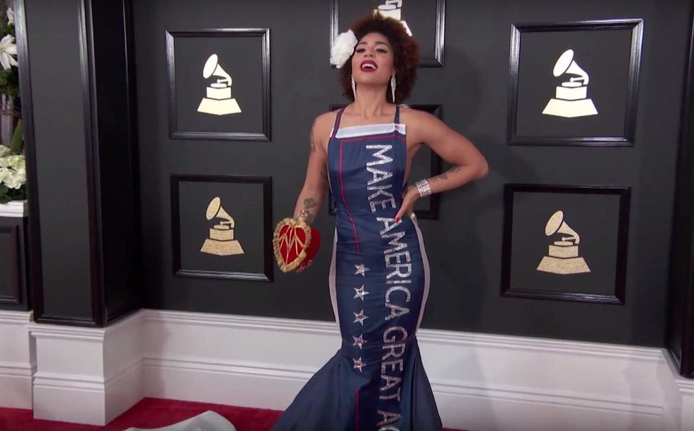 Here's what happened to Joy Villa's album sales the day after she wore Trump dress at Grammys